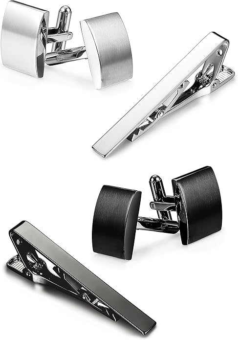 FIBO STEEL Cufflinks for Men Classic Black Cufflink Set Unique Round Square Rectangle Cuff Links for Business Shirt Formal Wedding Tuxedo Groom Suit Accessories Men Present