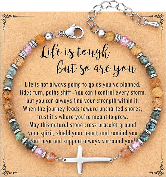 TONY & SANDY Christian Cross Bracelet for Women, Stocking Stuffers for Women, Confirmation Baptism Easter Gifts, Unique Gift for Friends Daughter Mom Sister in Christ on Birthday Christmas