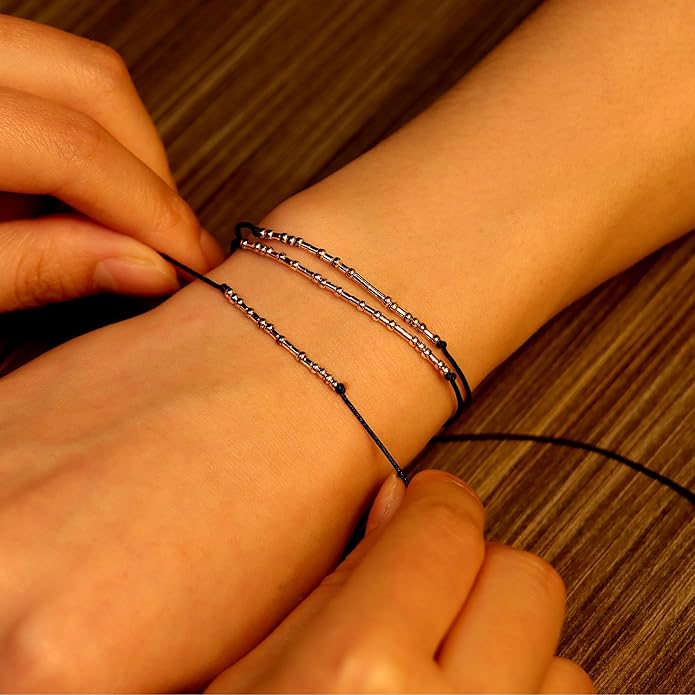 Monily Inspirational Gifts for Women Morse Code Bracelets for Women Funny Bracelet for Friend Funny Gift for Women Sterling Silver Bracelet for Women