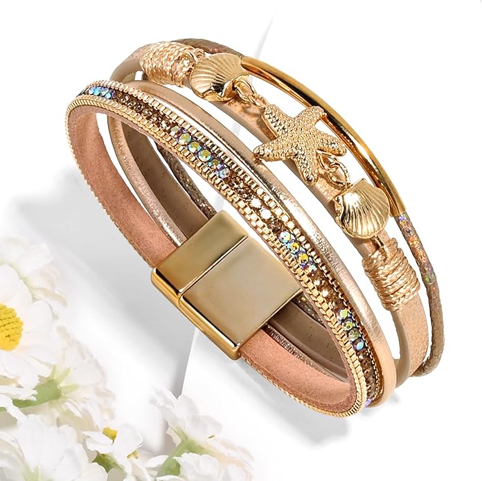 VIBILIA Boho Leather Wrap Bracelets for Women Multi-Layer Bracelets with Strong Clasp Jewelry for Women