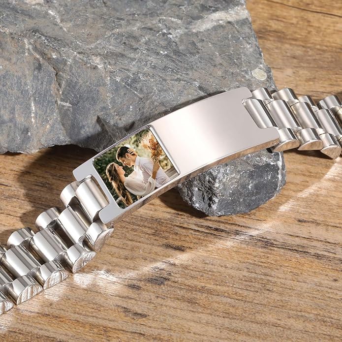 VNOX Masculine Watch Band Stainless Steel Link Bracelet Personalized Jewelry Gift for Men DAD Father Husband Boyfriend