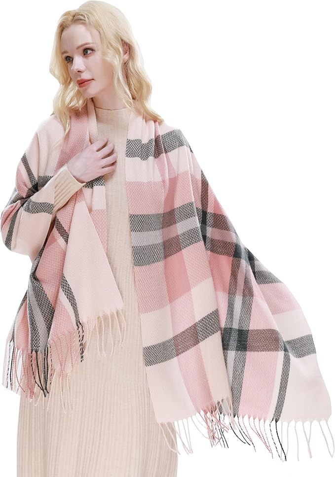 RIIQIICHY Plaid Scarf for Women Fall Winter Pashmina Scarves Wraps for Cold Weather Warm Large