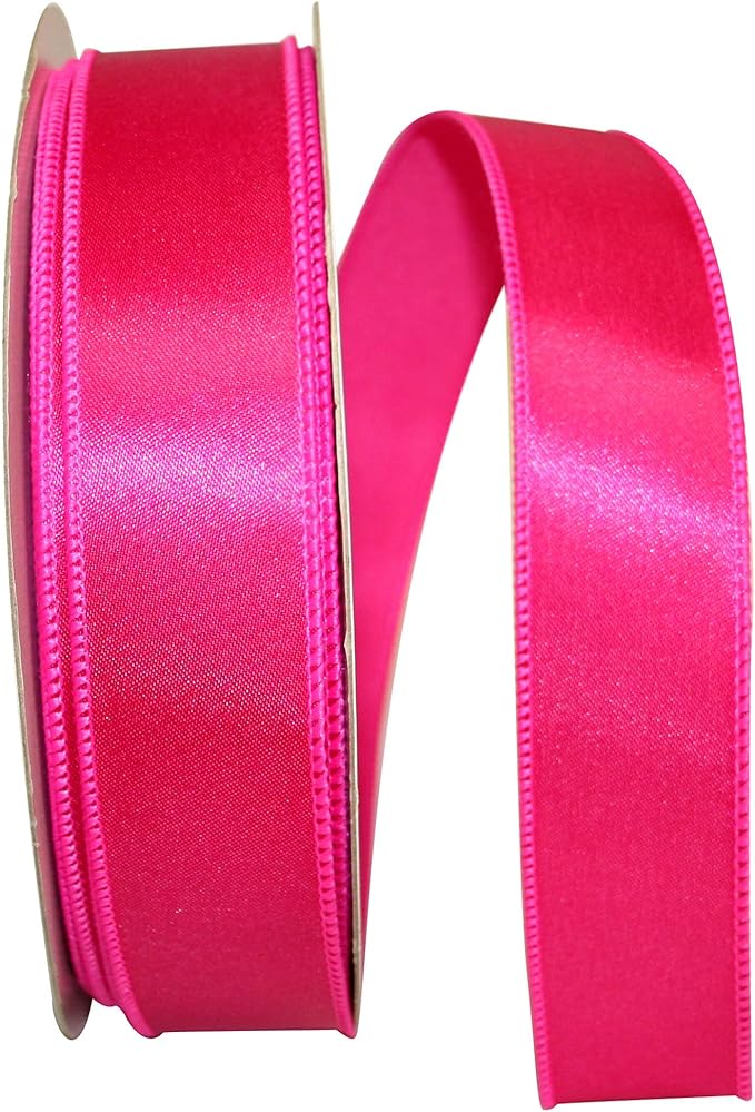 Reliant Ribbon 92575W-222-09K Satin Value Wired Edge Ribbon, 1-1/2 Inch X 50 Yards, Fuchsia