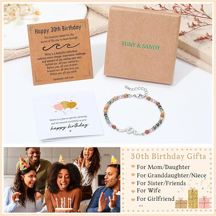 TONY & SANDY Friend Gifts for Women, Stocking Stuffers for Women, Sister Gifts from Sister, Wave Bracelet, Birthday Gifts for Woman, Bestie Friendship Bracelets, Unique Gifts for Her
