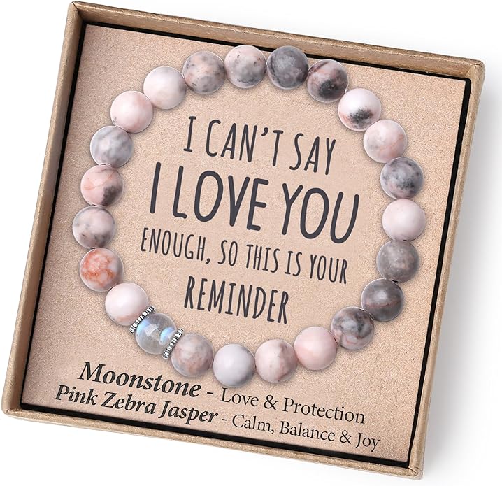 Christmas Stocking Stuffers for Kids/Girls/Teens-Love/Encouragement-Natural Crystal Bracelets-Handmade Cute Gifts