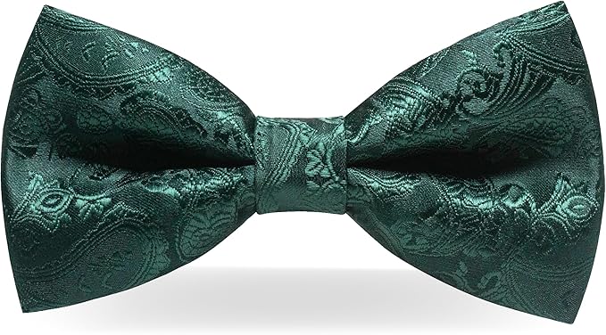 JEMYGINS Paisley Pre-tied Bow Tie and Pocket Square Cufflinks Lapel Pin Sets for Men 4PCS