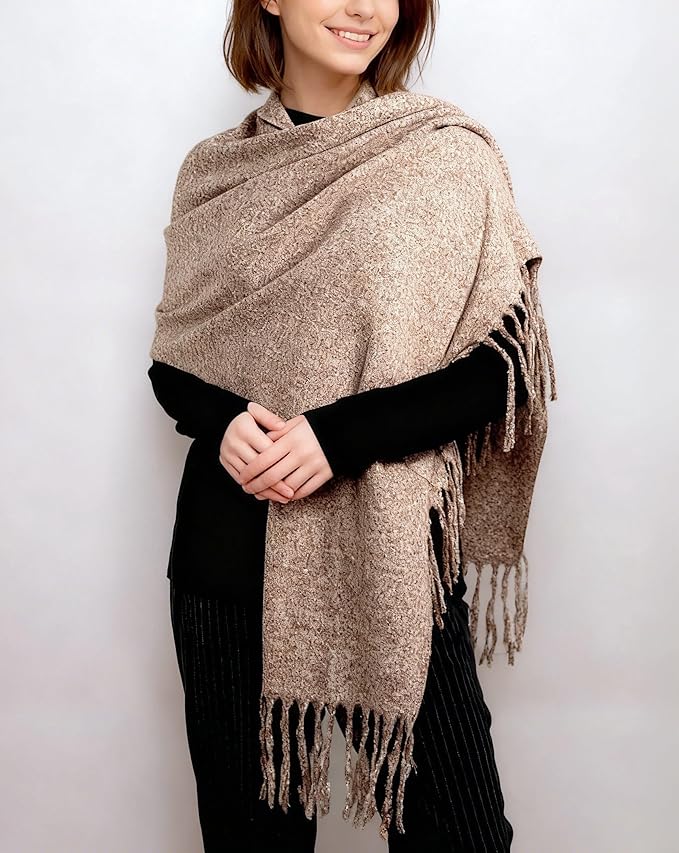 Achillea Warm Cashmere-Feel Winter Scarf – Thick Pashmina Shawl Wrap for Cold Weather