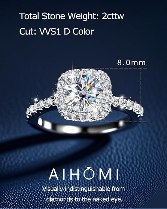 Moissanite Wedding Band Wedding Rings for Women D Color VVS1 Clarity, 925 Sterling Silver with 18K White Gold Plated Engagement Ring Anniversary Band Ideal Gift for Women Size 5~10
