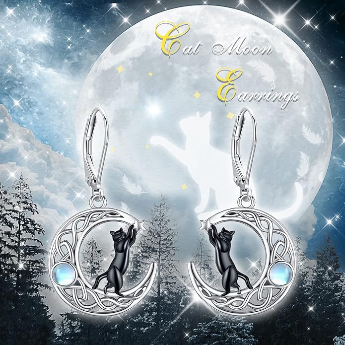 Sterling Silver Tree of Life/Flower/Bee/Animals/Cat/Hummingbird Dangle Earrings Moonstone Turquoise Drop Leverback Earrings Jewelry Gifts