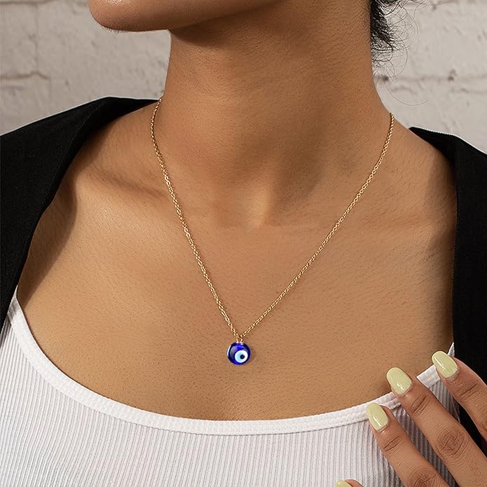 VIBILIA Evil Eye Necklace Sun Pendant Turkish Blue Eye Protection Lucky Necklaces Jewelry Gifts for Men Women (Sun) - Silver
