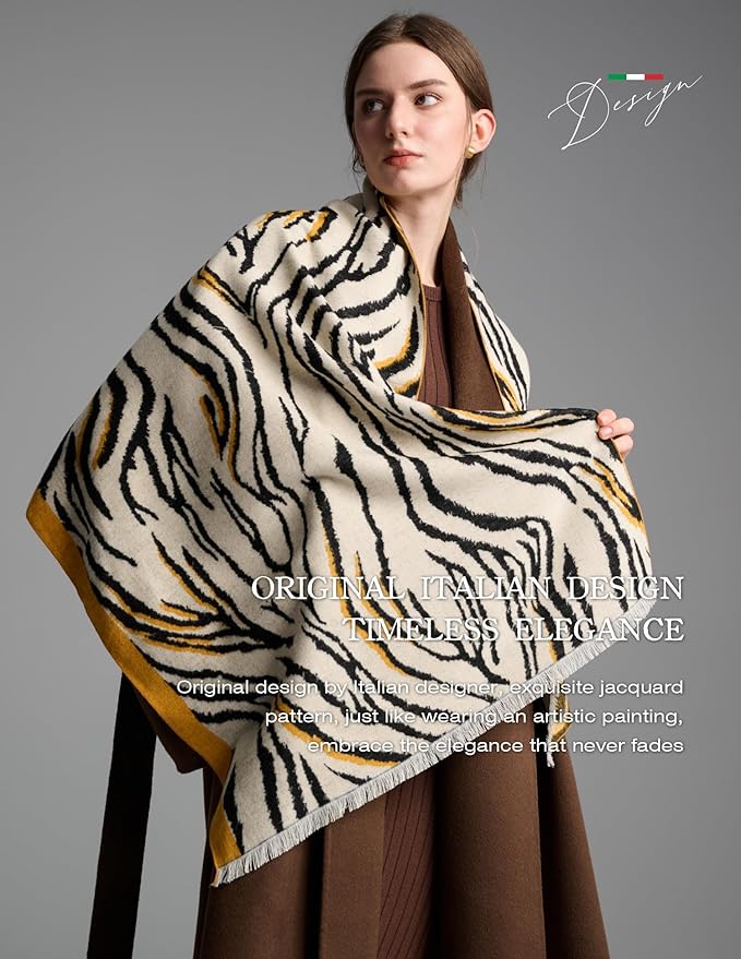 ZHE JIN Luxurious Silk Scarf Shawl Wraps for Women, Warm Scarves Winter Gift, 100% Brushed Mulberry Silk