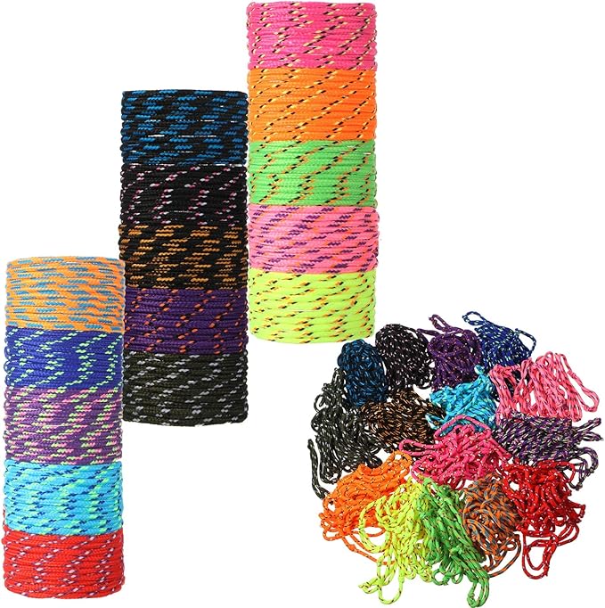 Hillban 300 Pcs Friendship Bracelets Bulk for Kids Neon Jelly Bracelets 80's Party Halloween Favors Gift Adjustable Paracord Rope Woven Goody Bag Stuffers Girls Boy Favors, 15 Colors(Classic)