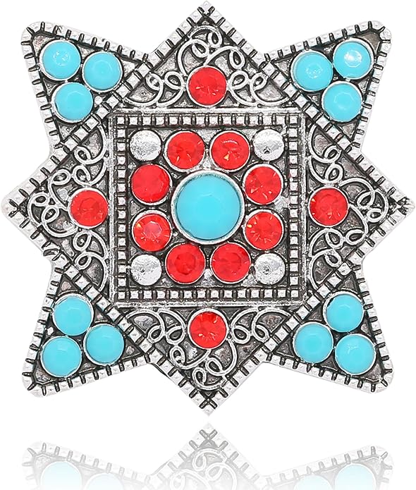 Turquoise West Cowboy Oval Tear Drop Brooch Pin for Women Retro Brooches Pins Classic Fashion Jewelry Accessories Gift