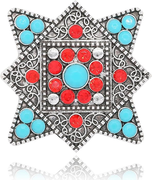 Turquoise West Cowboy Oval Tear Drop Brooch Pin for Women Retro Brooches Pins Classic Fashion Jewelry Accessories Gift