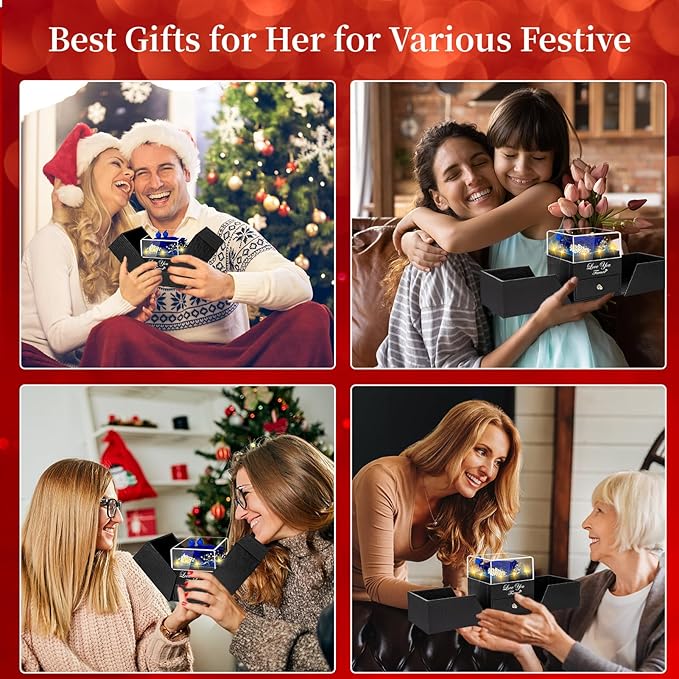 Preserved Blue Real Rose -Eternal Flowers Rose Birthday Gifts for Her Mom Wife Girlfriend Grandma on Valentines Mothers Day Christmas Anniversary Romantic-Blue