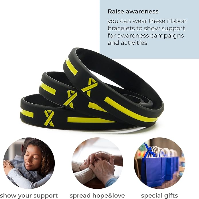 Inkstone Awareness Ribbon Silicone Bracelets (12-pack) - Wholesale Pack of 1 Dozen Unisex Wristbands for Men Women - Cancer Survivor Hospital Gifts Party Favors Giveaways Goodie Bag Items
