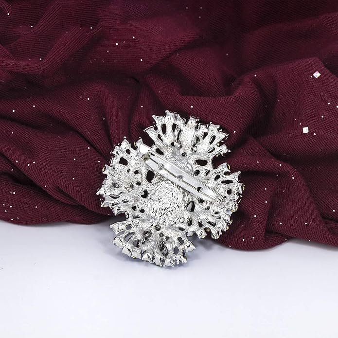 YOQUCOL Vintage Austrian Crystal Rhinestone Flowers Shaped Brooch Pin for Women Girls Lapel Pin for Sweater,Coat Dress Accessories