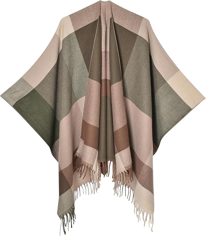 HOLDINA Women's Winter Shawl Wrap for Women–Warm Ponchos with Tassels,Christmas Gift for Mom & Older Women