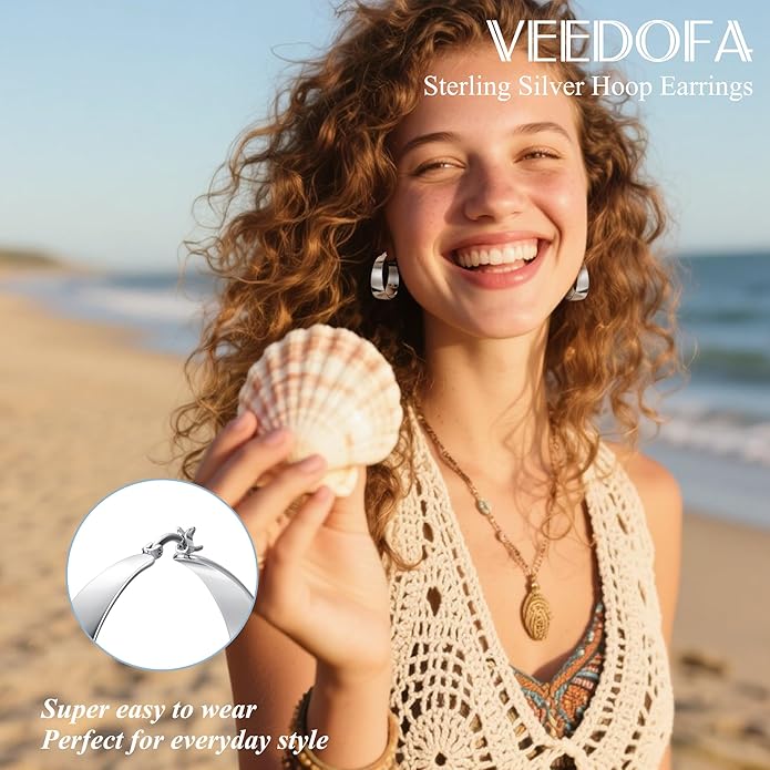 10MM Wide Thick Gold Hoop Earrings for Women Hypoallergenic 925 Sterling Silver Large Hoop Lightweight Chunky Hoops Earring for Women Jewelry Gifts