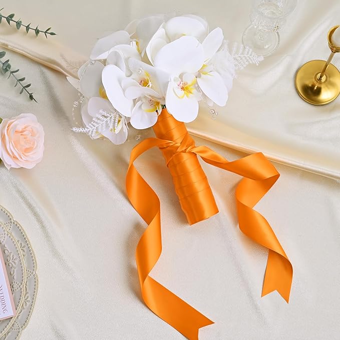 LEEQE Double Face Autumn Orange Satin Ribbon 1-1/2 inch X 50 Yards Polyester Autumn Orange Ribbon for Gift Wrapping Very Suitable for Weddings Party Invitation Decorations and More