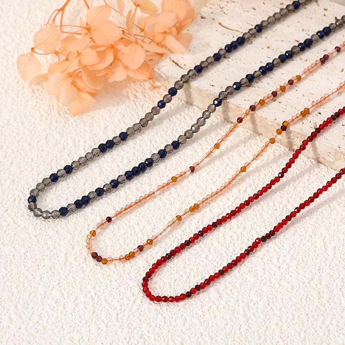 JSJOY Tiny Crystal Beaded Choker Necklaces for Women Colorful Beaded Necklace Dainty Choker Necklaces Simple Boho Jewelry Gifts for Teens Handmade Bead Necklaces Gifts