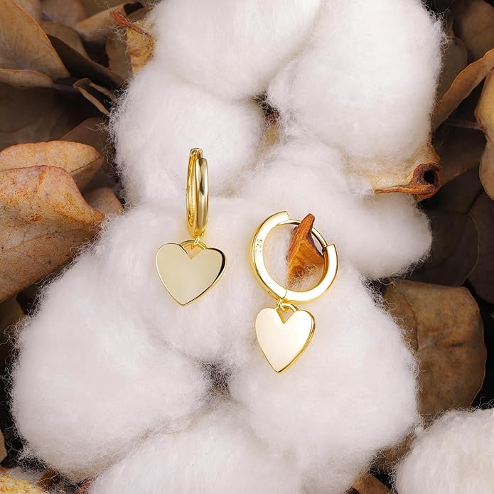 925 Sterling Silver Heart Dangle Earrings for Women Silver Dangle Leverback Earrings Hypoallergenic Love Heart Dangle Drop Earrings for Jewelry Gifts