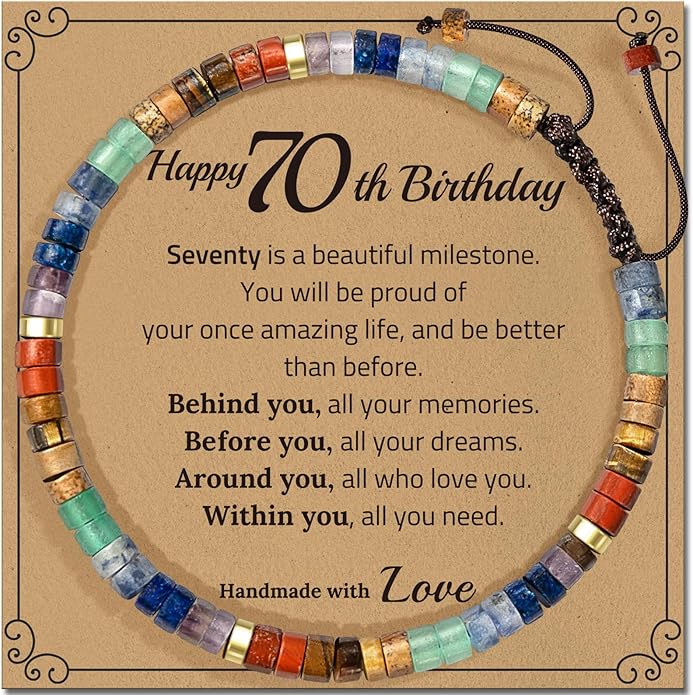 30th 40th 50th 60th 70th 80th Birthday Gifts for Women, Natural Stone Bracelet Birthday Gifts for Mom Daughter Grandma Sister Friends Coworker