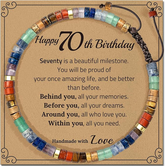 30th 40th 50th 60th 70th 80th Birthday Gifts for Women, Natural Stone Bracelet Birthday Gifts for Mom Daughter Grandma Sister Friends Coworker