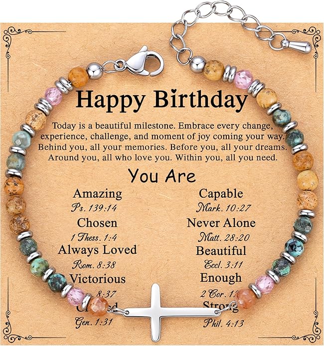 TONY & SANDY Christian Cross Bracelet for Women, Stocking Stuffers for Women, Confirmation Baptism Easter Gifts, Unique Gift for Friends Daughter Mom Sister in Christ on Birthday Christmas