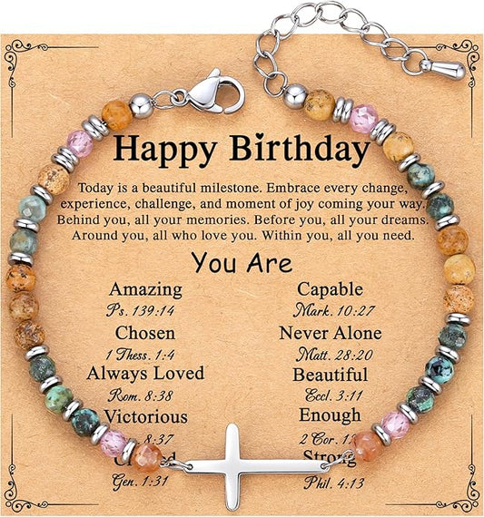 TONY & SANDY Christian Cross Bracelet for Women, Stocking Stuffers for Women, Confirmation Baptism Easter Gifts, Unique Gift for Friends Daughter Mom Sister in Christ on Birthday Christmas