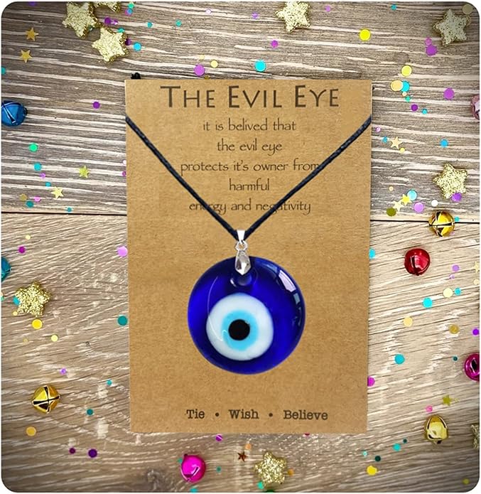 Long tiantian Evil Eye Necklace for Women Men Necklace Evil Eye Jewelry Blue Turkish Glass Leather Rope Pink Lucky Protection Necklace Jewelry Valenty Day Gifts for Men Women