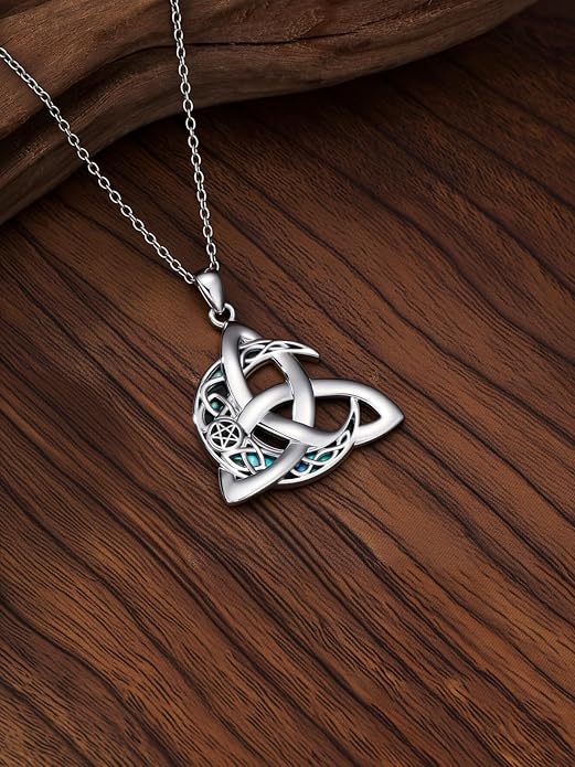 WINNICACA Christmas Gifts for Women Witches Knot Celtic Knot Necklace Sterling Silver Celtic Jewelry Protection Necklaces Irish Jewelry Birthday Gifts for Women Mom Wife Her
