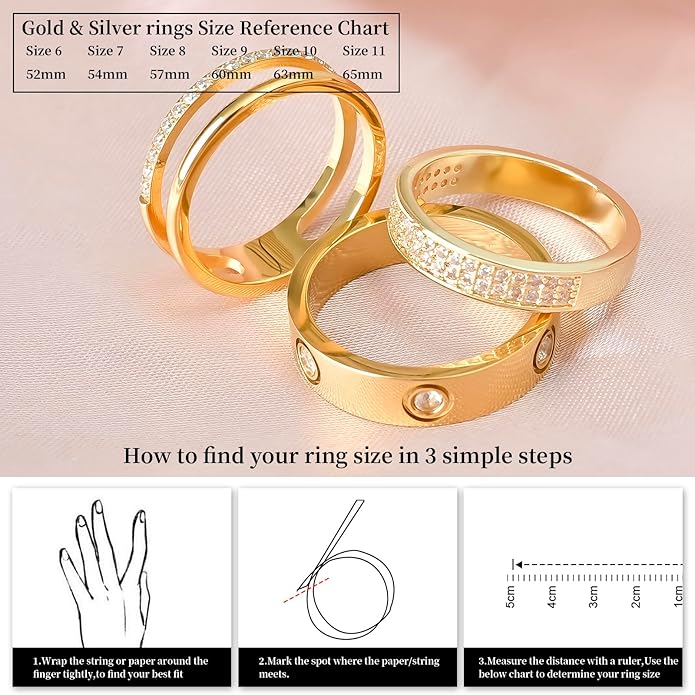 PDWZNBA Gold Rings for Women Non Tarnish Stackable Rings Trendy Dainty 18K Gold Plated Stacking Rings Set Love Friendship Rings Band Rings Promise Wedding Engagement Rings Size 5-11