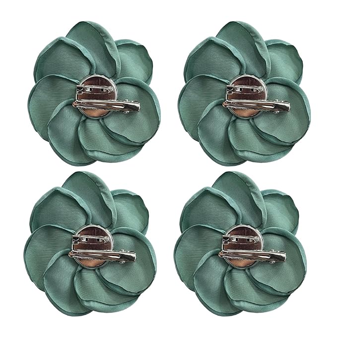 Sanrich Women's Brooches 4pcs Rose Flower Hair Clip Mexican Hair Flowers Clips Hairpin Brooch Tea Party Hats Headpieces (aqua blue)