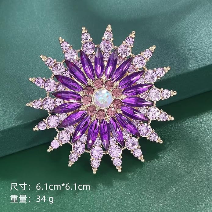 Premium Rhinestone Flower Brooch Pin for Women Sparkling Crystal Flower Corsage Bouquet Brooch Floral Lapel Pins Fashion Snowflake Sunflower Broochs Wedding Bride Dress Jewelry