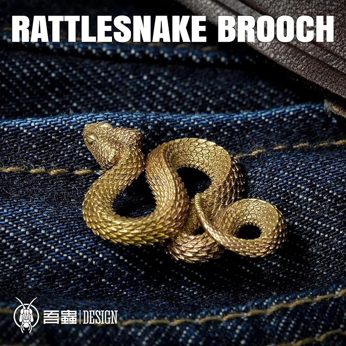 WOOTRON Decoration Best Partner Metal Snake Brooch Rattlesnake Vintage Personality Small Snake, Hat Bag Decorative Accessories