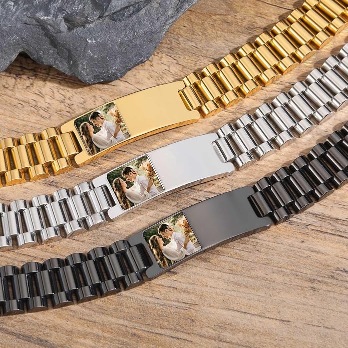 VNOX Masculine Watch Band Stainless Steel Link Bracelet Personalized Jewelry Gift for Men DAD Father Husband Boyfriend