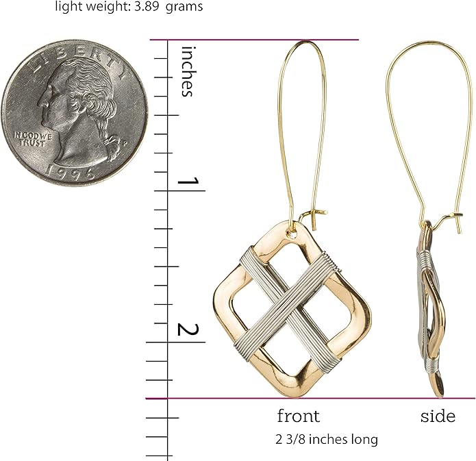 SPUNKYsoul Handmade Classy Gold and Silver Wire Wrapped Earrings for Women