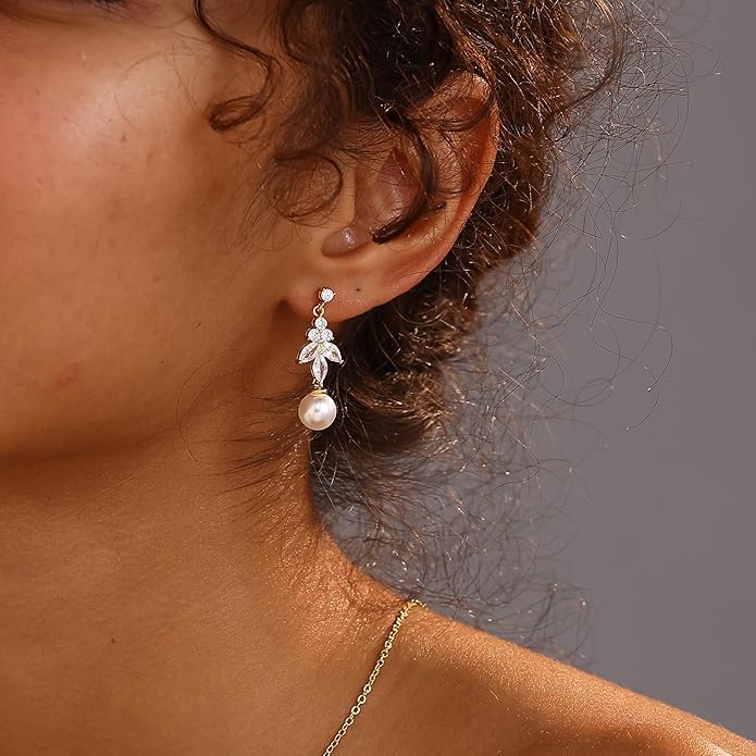 14K Gold Plated Butterfly Dangle Earrings for Women - Dainty, Trendy, Hypoallergenic CZ Drop Earrings - Simple Long Dangling Jewelry