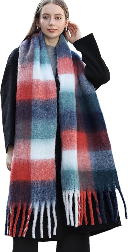 Wander Agio Winter Women Warm Scarf Long Shawl Large Scarves Cold Weather Thick Blanket Scarfs Colorful Plaid