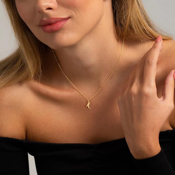 Gold Necklace for Women-14K Gold Plated Bow,Dragon,Shell, Palm Tree, Seahorse, Conch Shell,Sardines, Cowboy Boot,Bat,Bunny Pendant Beachy Jewelry for Women Gifts
