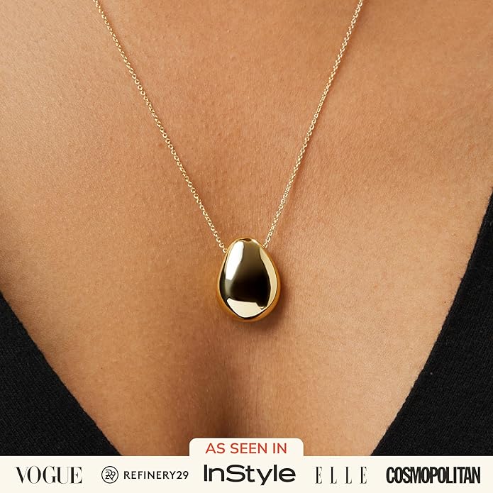 Ana Luisa Pebble Pendant Necklace for Women - 14K Gold Plated and Silver Rhodium Plated Trendy Small & Mini Teardrop Necklace with Lobster Clasp - Hypoallergenic, Water-Resistant, Tarnish-Free Jewelry
