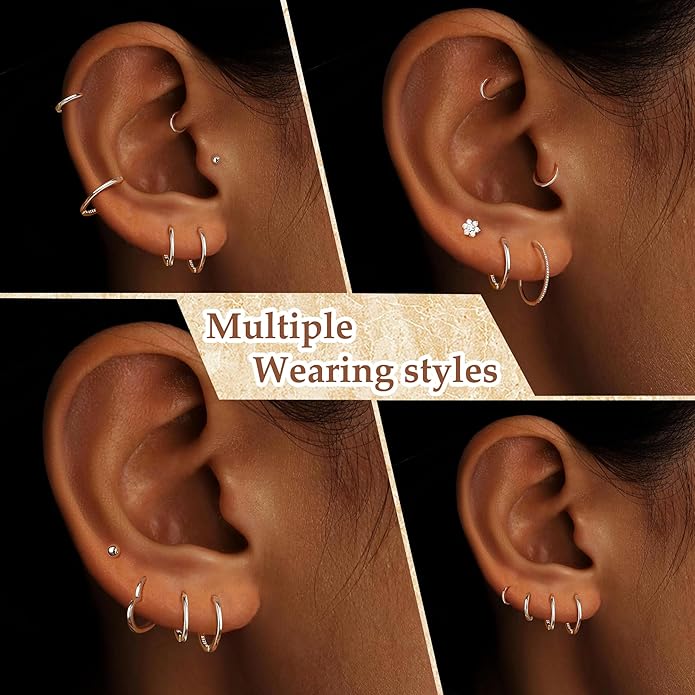 MOODEAR Valentines Day Gifts for Her 925 Sterling Silver Hoop Earrings - Small Huggie Earrings for Women, Hypoallergenic Trendy Cartilage Silver Earrings, Lightweight Jewelry