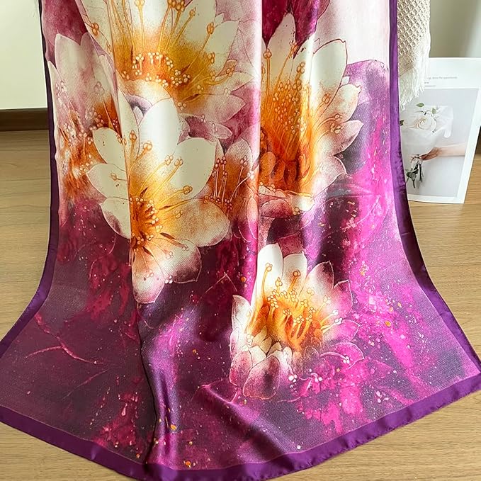 Long Silk Like Scarf Lightweight Satin Scarves Large Sunscreen Shawl Wrap for Women