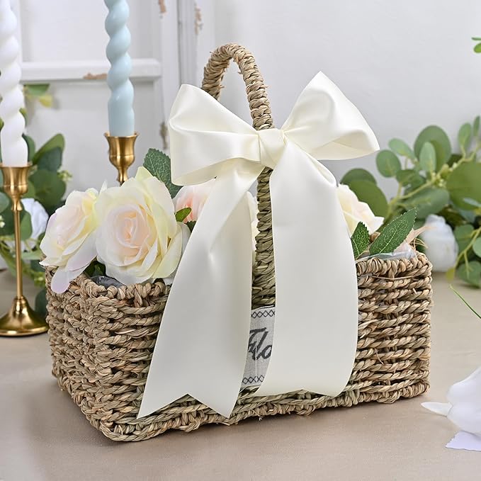LEEQE Off White Satin Ribbon 3 inch X 15 Yards Polyester Ribbon for Gift Wrapping Very Suitable for Weddings Party Hair Bow Invitation Decorations and More
