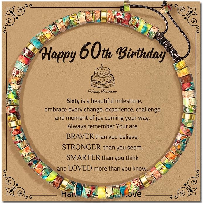 30th 40th 50th 60th 70th 80th Birthday Gifts for Women, Natural Stone Bracelet Birthday Gifts for Mom Daughter Grandma Sister Friends Coworker