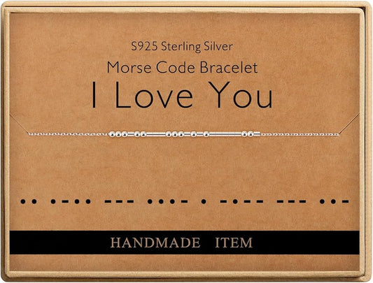 Monily Inspirational Gifts for Women Morse Code Bracelets for Women Funny Bracelet for Friend Funny Gift for Women Sterling Silver Bracelet for Women