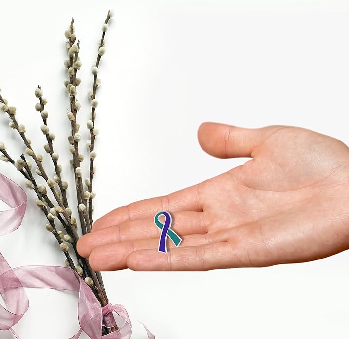 Suicide Awareness and Prevention Pin - Bulk Packs - Variety Pack of Teal & Purple Ribbon Pin Perfect for Support Groups, Gift-Giving and Fundraising