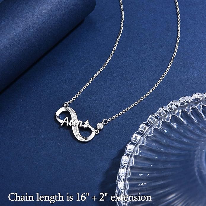 Infinity Mom Grandma Nana Sister Aunt Daughter Auntie Granddaughter Niece Necklace Gifts, Christmas Birthday Valentines Day Mothers Day Easter Graduation Back to School Gifts Stocking Stuffers Presents for Women Girls Her