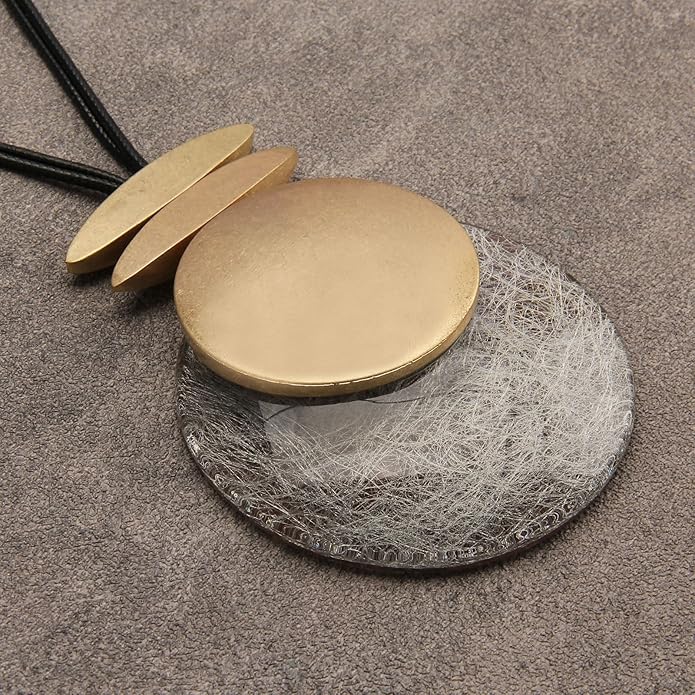 Boho Necklaces for Women Chunky Circle Necklace Layered Boho Circle Leather Choker Necklace Long Vintage Necklaces Bohemian Jewlery Gifts